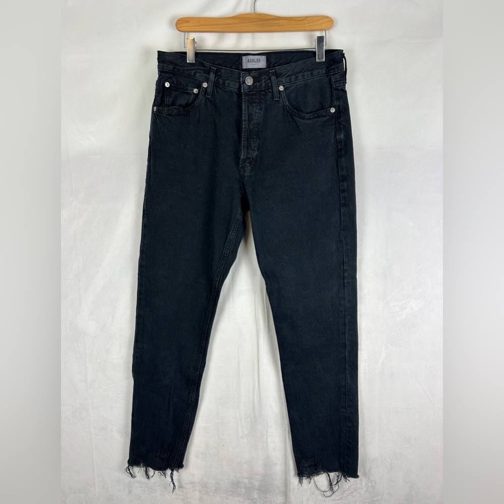 AGOLDE Jamie Straight Leg Black Jeans Size 28 High Rise Distressed‎ Casual